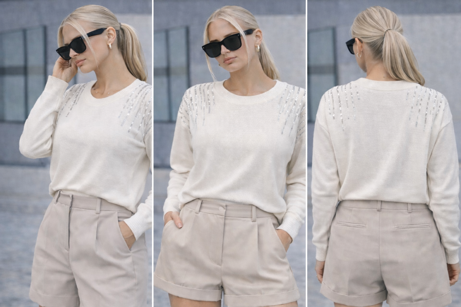 Camisola Aurora com Aplicações de Lantejoulas