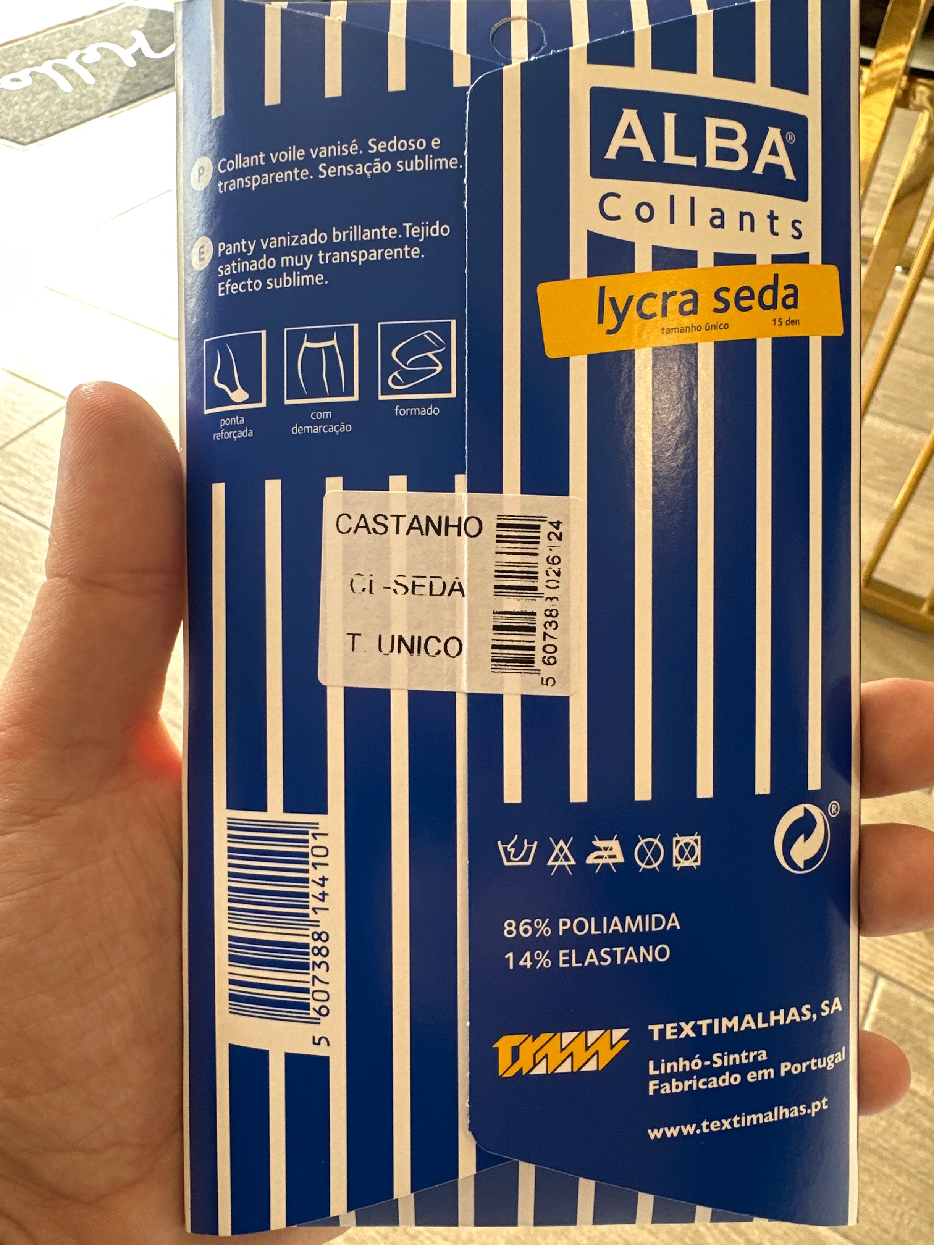 Alba Collants lycra seda CASTANHO