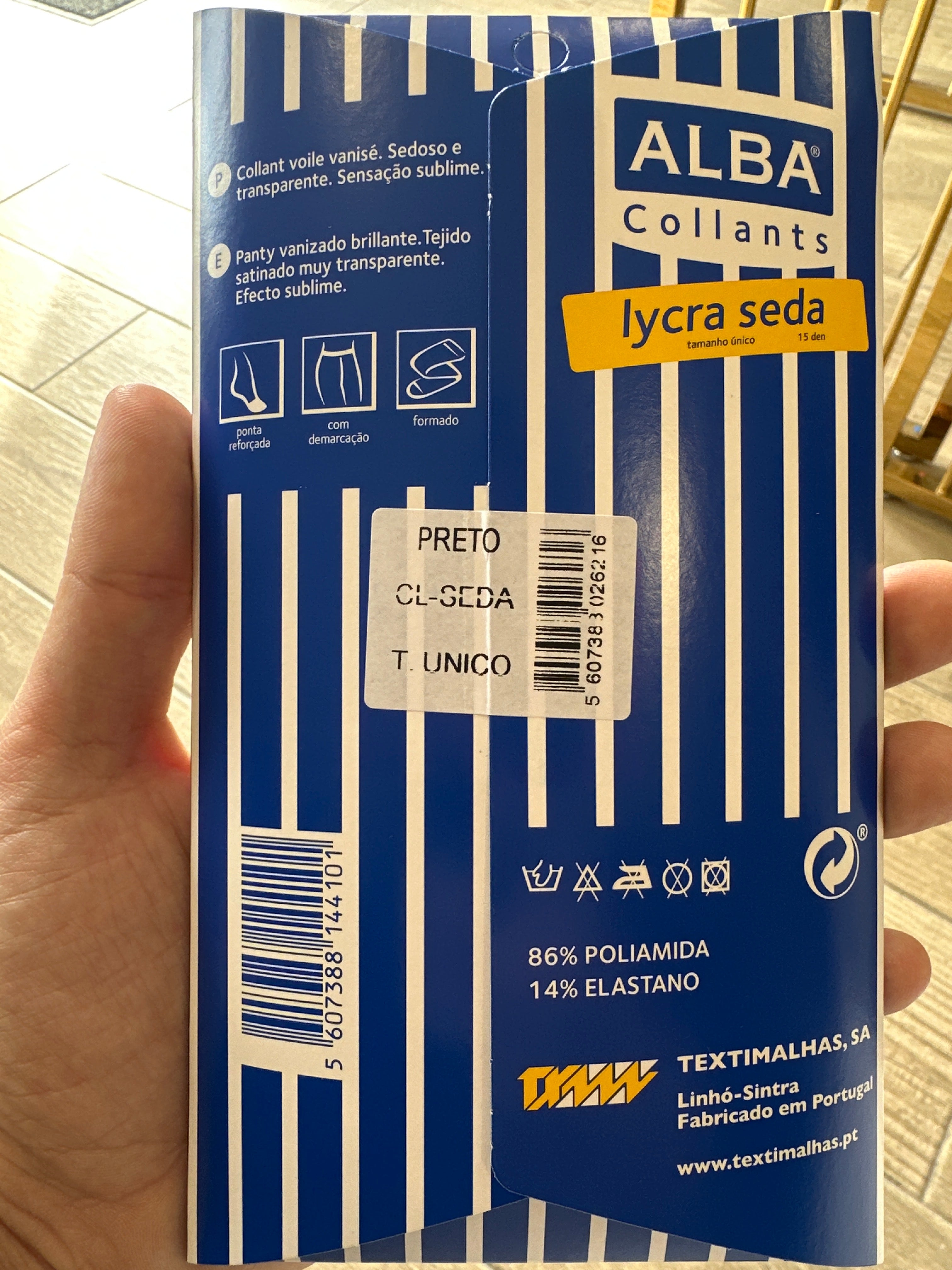 Collants alba lycra seda Preto