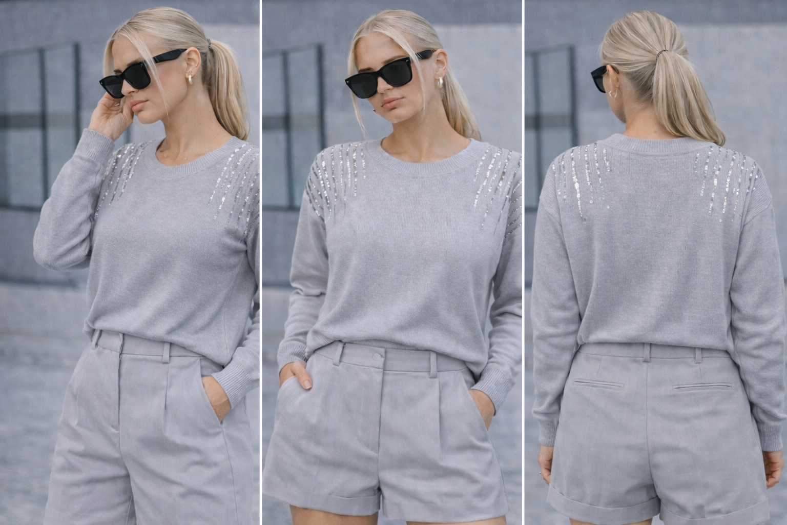 Camisola Aurora com Aplicações de Lantejoulas