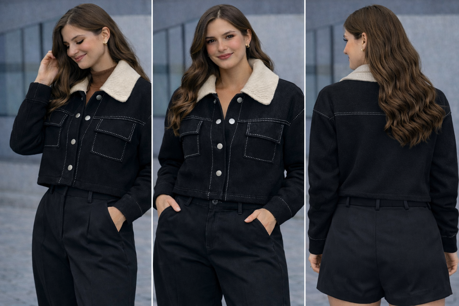 Casaco Elegance Soft com Gola Contrastante